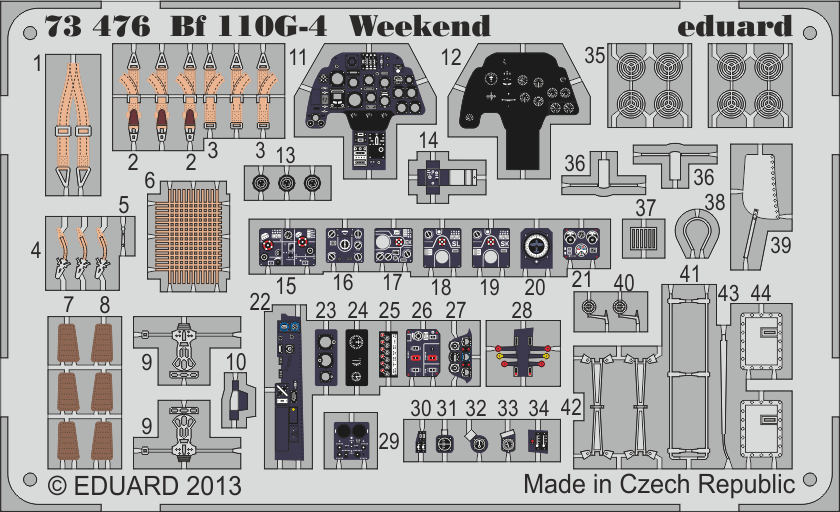 Eduard 73476 PE para kit Eduard Bf 110 G-4 Weekend 1/72